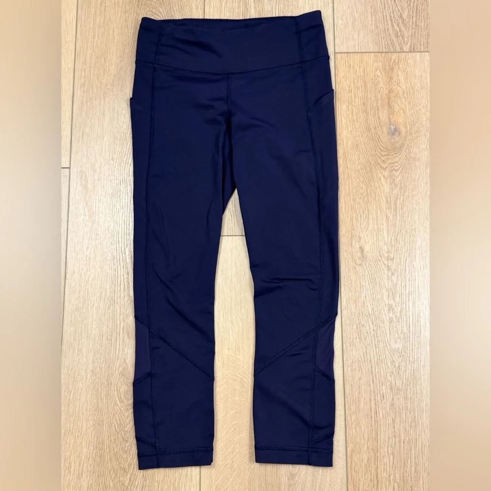 Lululemon Pace Rival Crop Running Leggings with Pockets Midnight Navy Size 4 - Picture 2 of 9
